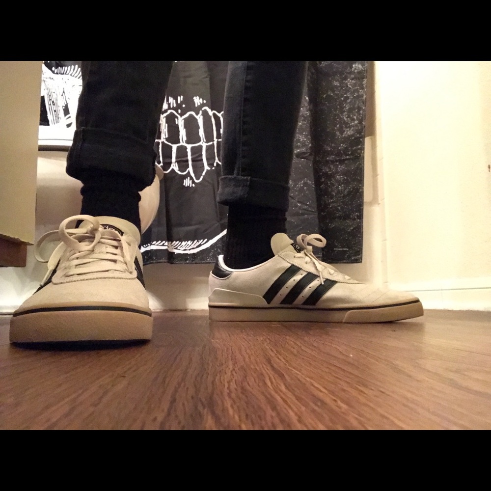 Adidas white and black with gum sole size 12